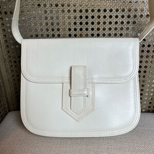 Vintage Yves Saint Laurent Cream Leather Shoulder Bag with COA